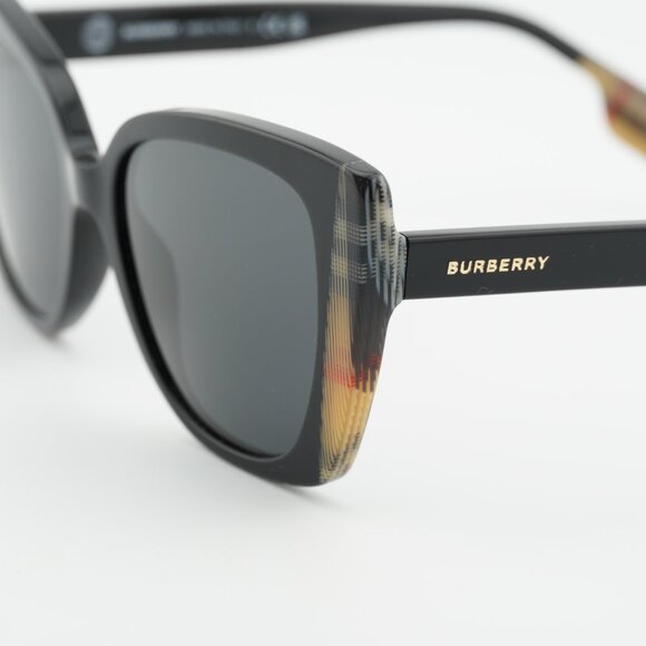 Burberry BE4393 405587 Sunglasses Black/Vintage Check Cat Eye Frame, Grey Lenses main image 6